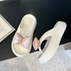 Outer Wear Pinch Foot Flat Bottom Beach Non-slip Cool Slippers Fashion Internet Celebrity Bow Flip-flops Women 2025 Summer and Autumn New