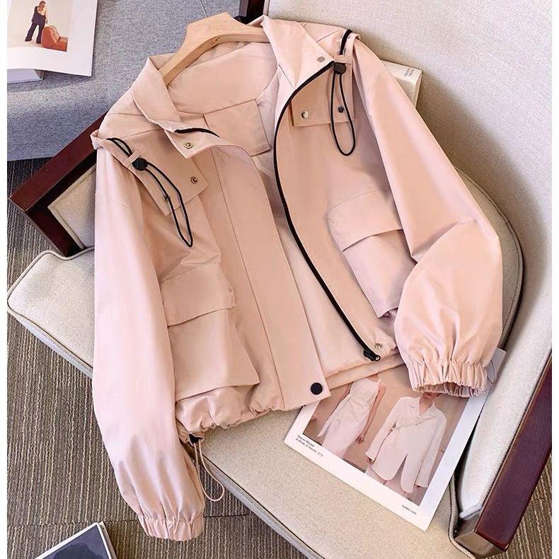 2025 Petite Women's Spring/Autumn Workwear: Thin, Short, Loose Hooded Casual Jacket