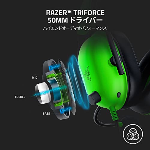 Razer BlackShark V2 X Green Gaming Headset with 3.5mm Analog, 7.1 Surround Sound, Patented 50mm Drivers, Unidirectional Microphone, Noise Cancellation