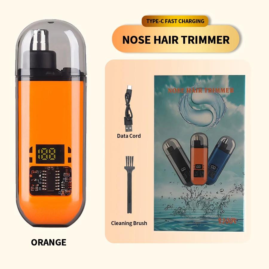 Nose Hair Trimmer Type-C Charging Rounded Arched Blade Electric Portable Men Mini Nose Hair Trimmer Face Care Kit Tools