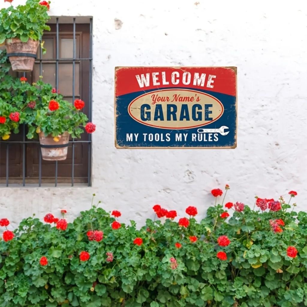 Custom Logo Slogan Aluminum Metal Sign Waterproof Garage Wall Decor Indoor Outdoor Home Ornament