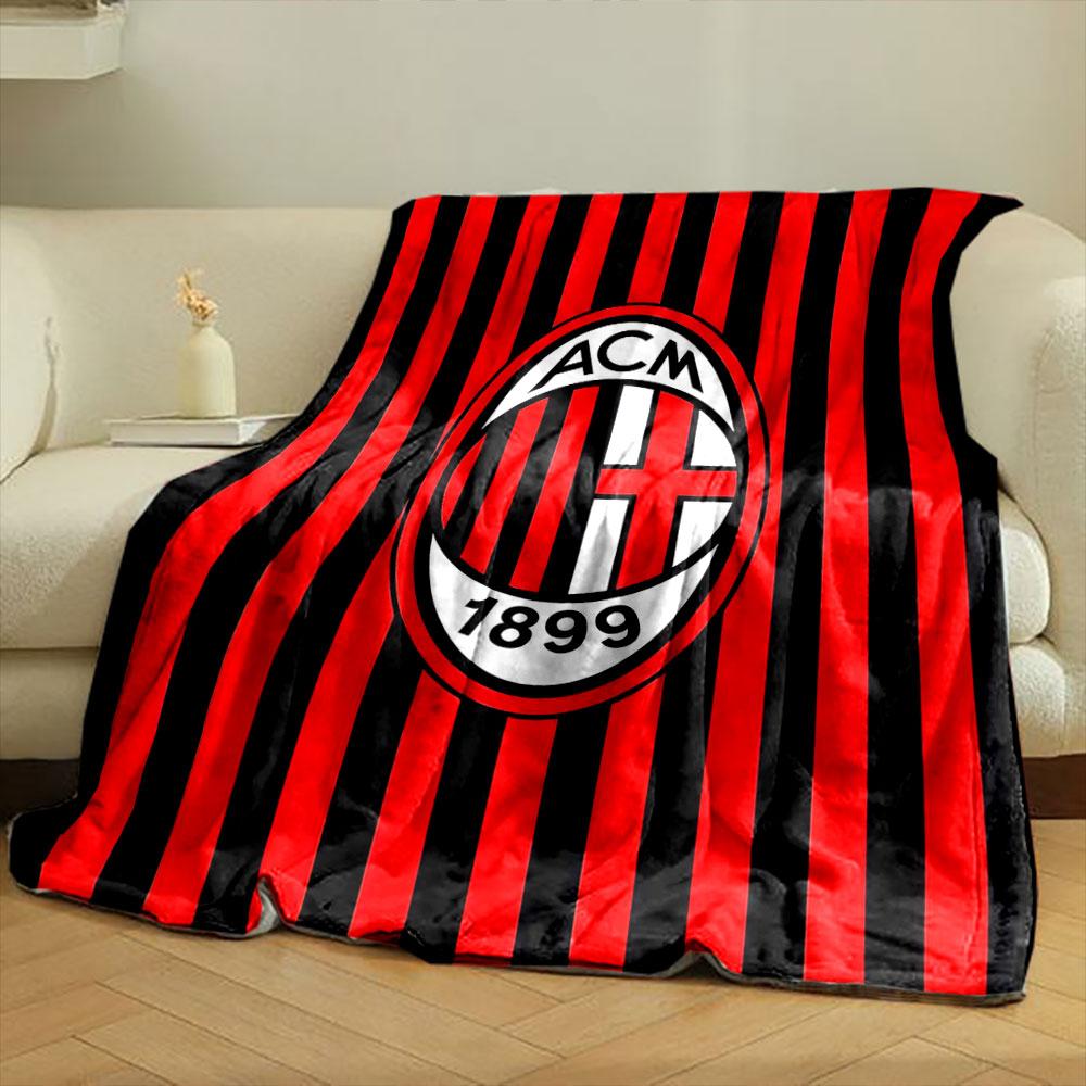 Vertical Red and Black Stripes with an Oval Logo In the Center. for All Seasons Blanket Lunch Break Throw Gift
