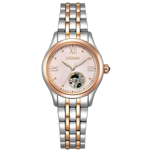 Citizen Collection Automatic Mechanical Watch with Open Heart, Waterproof, Pink, and Silver, PR1044-87X, Women's