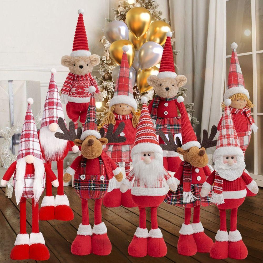 

Красный рождественский лось кукла украшения длинные ноги веселые рождественские украшения новогодние принадлежности