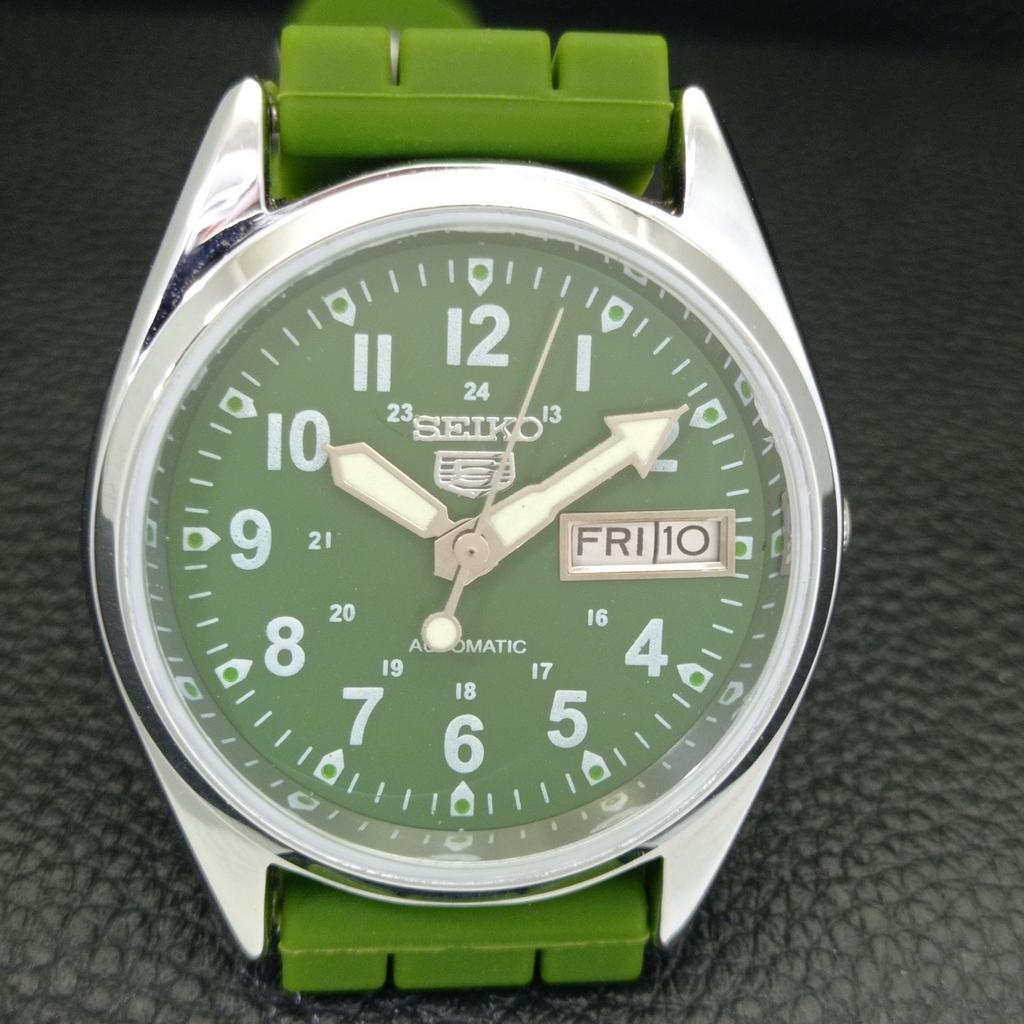 VINTAGE SEIKO 5 AUTOMATIC 6309A REFURBISHED JAPAN MENS GREEN WATCH a441690-1 Sk-a441690