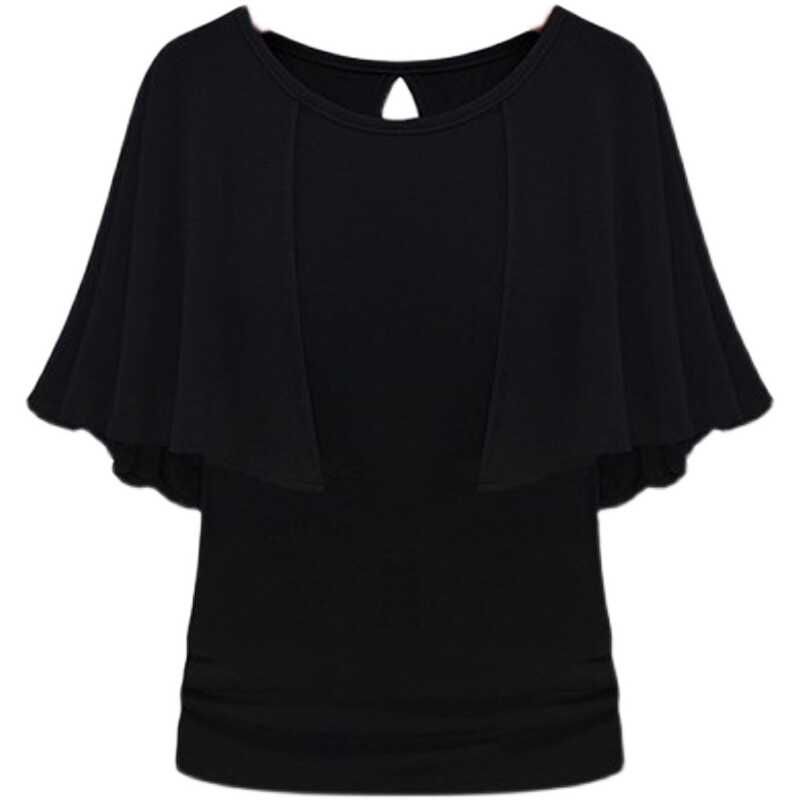 

Уличная мода, летняя одежда больших размеров для женщин, модная повседневная однотонная футболка с коротким рукавом «летучая мышь», базовая футболка, топы Black L