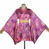 Kimono Costume Sakura Floral Geisha Yukata Long Robe Fancy Dress Asian Japanese Yukata Nightgown Obi Belt Outfit [HONGFU] Women's (M, S21-Light Pink)