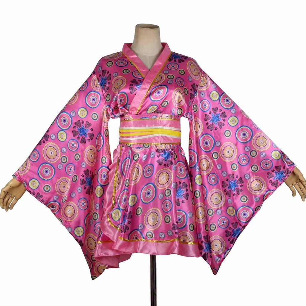 Kimono Costume Sakura Floral Geisha Yukata Long Robe Fancy Dress Asian Japanese Yukata Nightgown Obi Belt Outfit [HONGFU] Women's (M, S21-Light Pink)