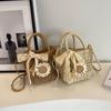 Yogodlns Stroh Handgefertigt Sommerurlaub Gewebt Damen Floral Dekor Kleine Umhängetasche Böhmisch Strand Reise Korb Crossbody Taschen