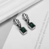 Stylish Geometric Square Green Gemstone Hypoallergenic Earrings for Women Elegant Casual Dinner Party Jewelry Girls Gifts