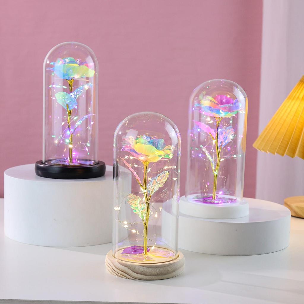 Valentine’s Glowing Gold Foil Rose Lamp - Women's Day Gift