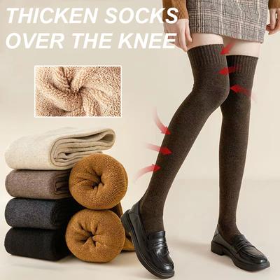 Winter Warm Long Socks Women Thick Thermal Over The Knee High Socks Breathable Solid Harajuku Casual Thicken Terry Stockings
