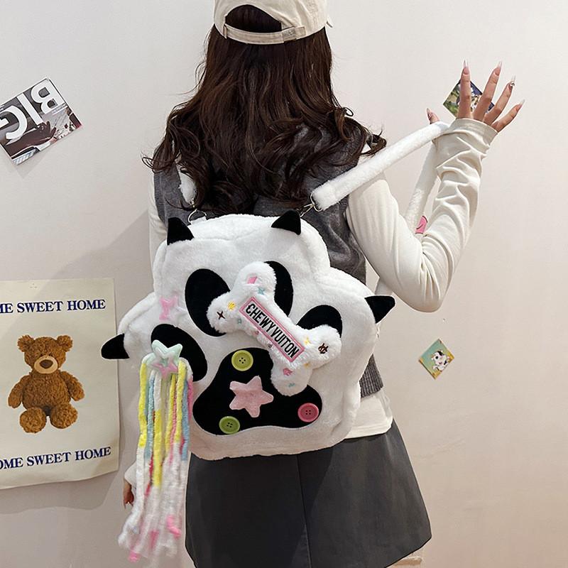 Cat Paw Shaped Plush Backpack With Bone Plush Toy And Decoration Startassel