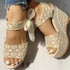 INS Spitze Freizeit Frauen Keile Mit Hohen Absätzen Frauen Schuhe Sommer Sandalen Partei Plattform High Heels Schuhe Frau
