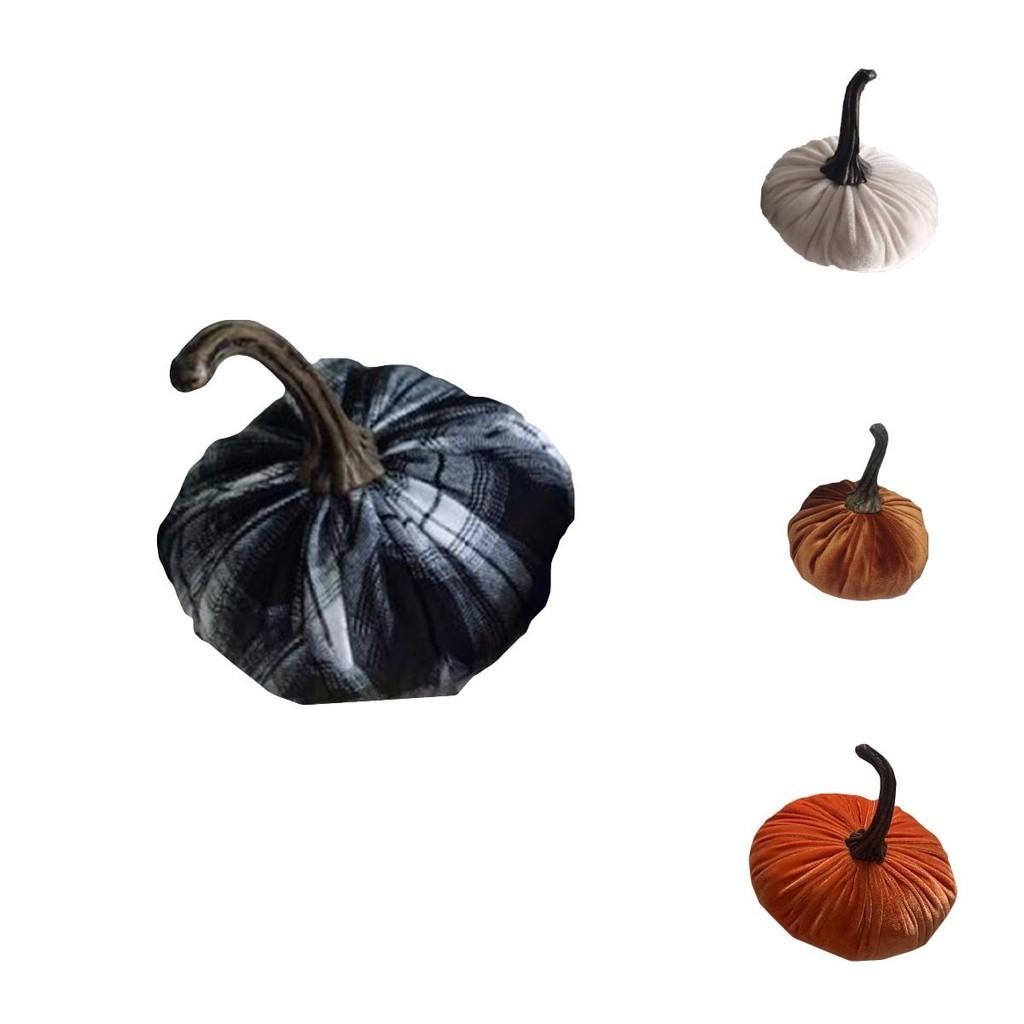 Luxurious Blue Velvet Pumpkin Plush Throw Pillows For Elegant Halloween Decor