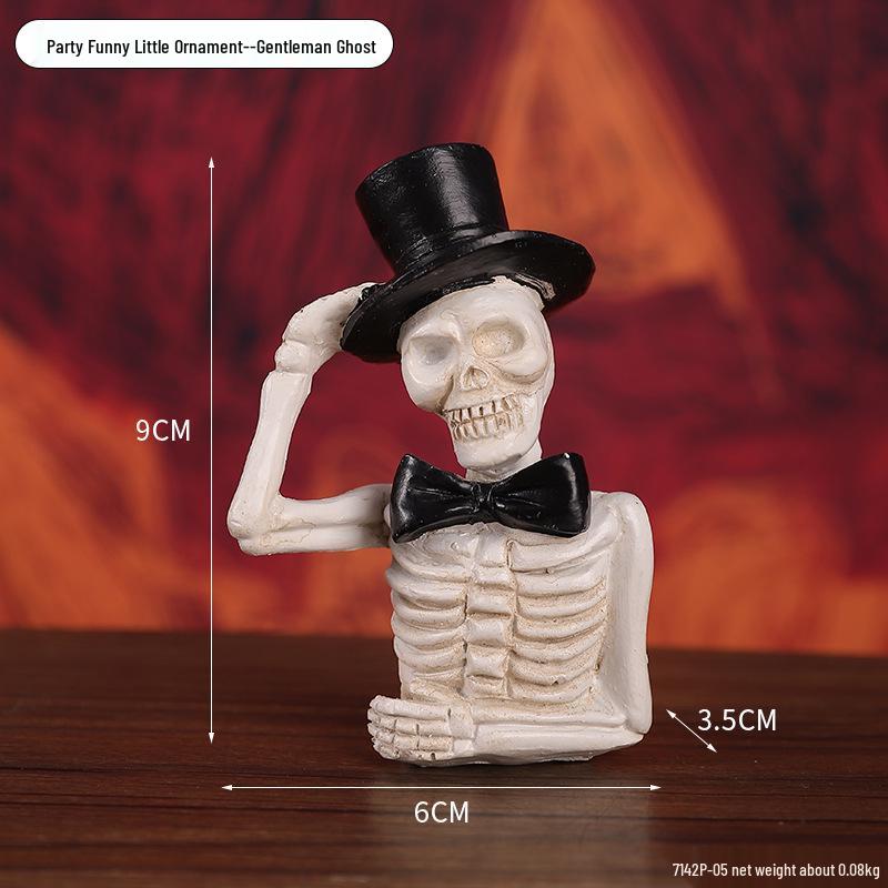 Cross-Border Halloween Skull Resin Ornament - Ghost Festival Decoration for Desktop and Entrance