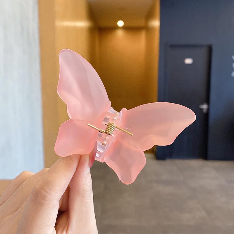 Fairy Transparent Butterfly Hair Clip: Frosted Shark Claw for Half-Tied Summer Styles