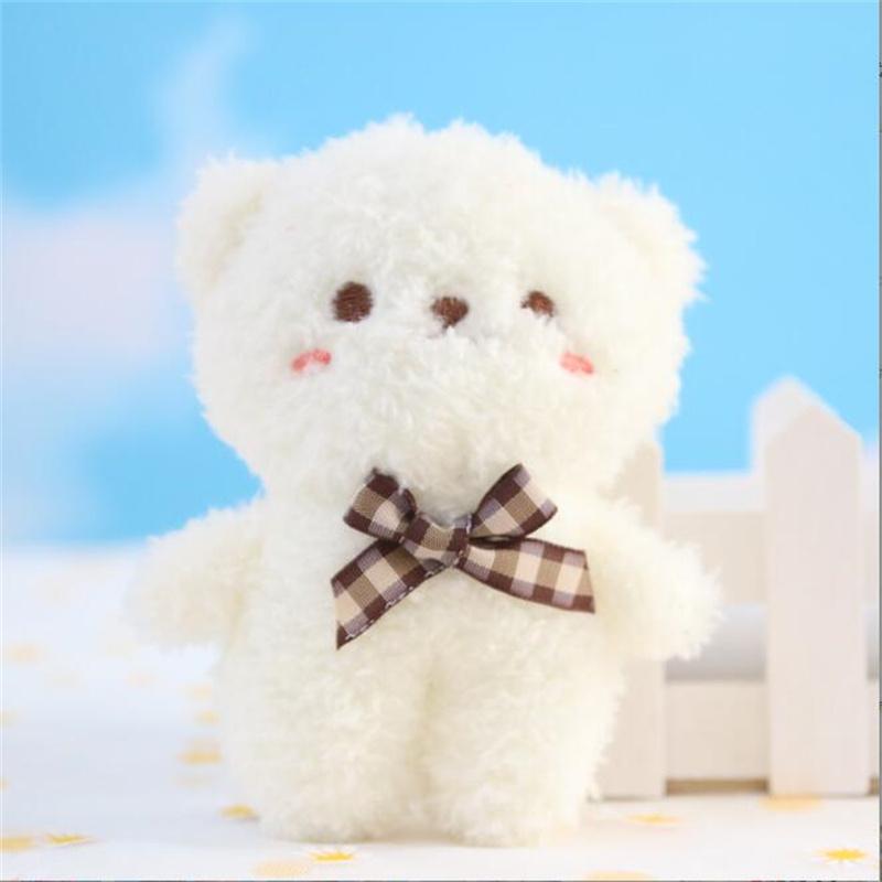 Cute Bear Plush Toys Small Pendant Cute Bowknot Solid Color Bears Doll Soft Stuffed Toy For Kids Christmas Girls Gift 10CM