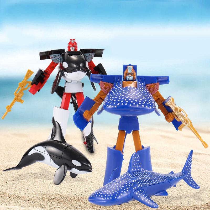 Transforming Toys 2 In 1 Transforming Robot Toy Ocean Animal Figures Toys Model Dolphin Whale Cool Toy Gift For Preschool
