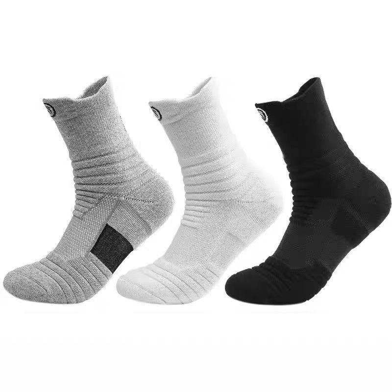 Men's Professional Running Basketball Sports Towel Bottom Wicking Sweat Non Slip Breathable Mesh Socks