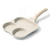 Divided Egg Frying Pan with 2 IH Easy To Perfect for Breakfast and Lunch Cosy Series 3-in-1 Holes, Compatible, PFOA/PFOS Free, Non-stick,