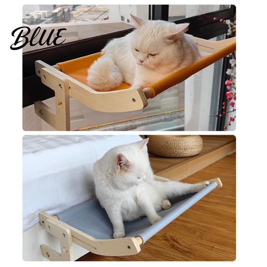 Bedside Cat Hammock Drilling Pet with Wood Adjustable Bed Window Perch Frame No for Windowsill