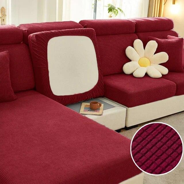 Jacquard Sofa Seat Cover Plain Stretch Couch Cushion Case Folar Fleece Solid Sofa Covers Living Room Sofa Furniture Protector