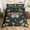 Death Moth Duvet Cover Set Queen Size Gothic Skull Boho Comforter Cover Black And White Skeleton Decorative Soft Bedding Set