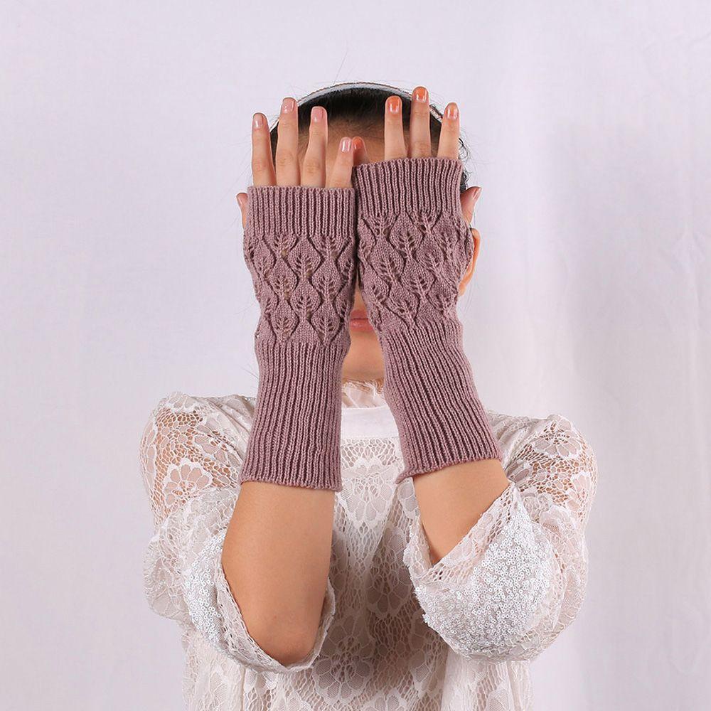 Women Girl Winter Autumn Warm Fingerless Knitted Wool Glove Wrist Gloves Exposed Finger Half Mitten