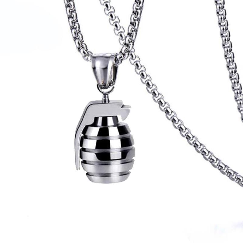 Bold Hand Grenade Pendant Titanium Steel Necklace