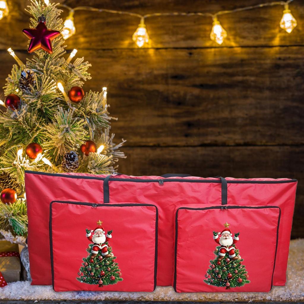 Christmas Tree Print Organizer With Two Front Pockets Christmas Tree Storage Bag Holiday Wreath Organizer For Basement Closet