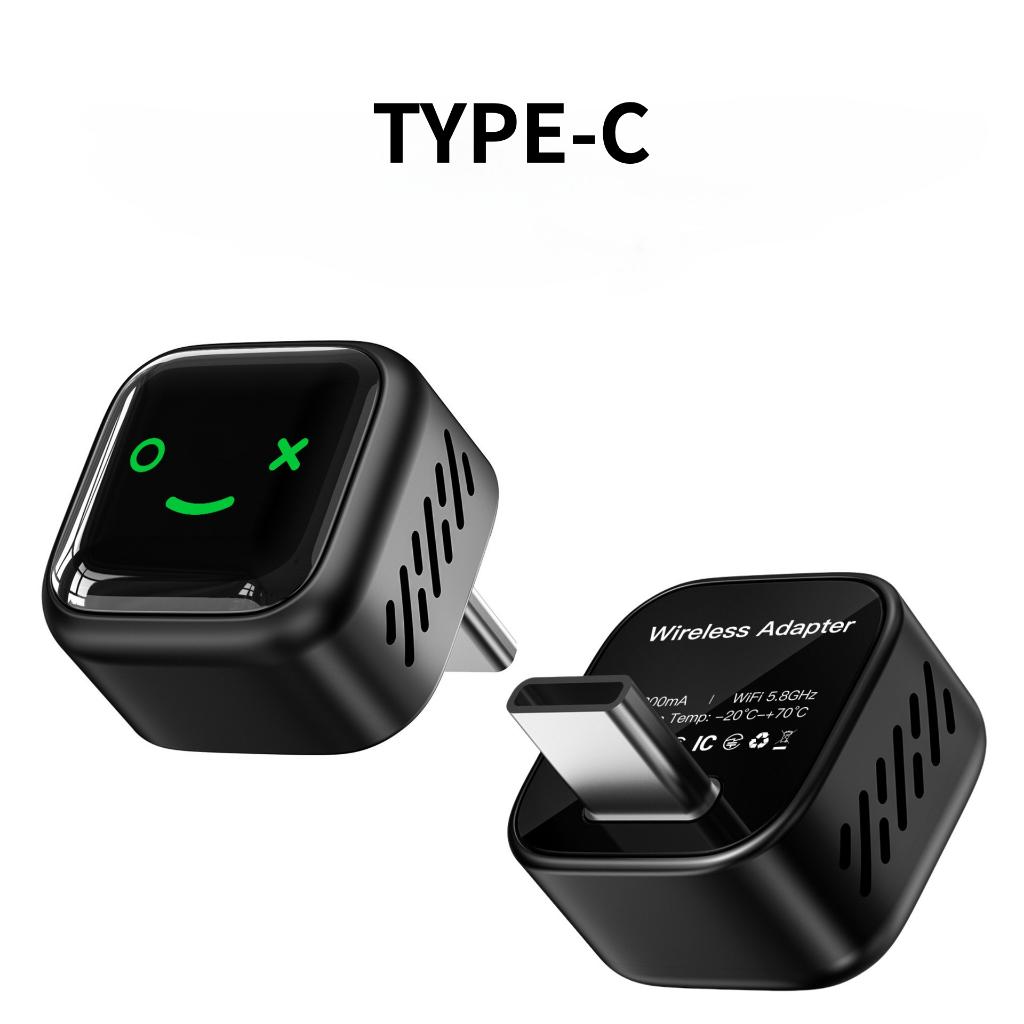 Mini 2in1 Wireless CarPlay Android Auto Adapter Dongle Compatible with 99% of Cars Plug and Play WiFi Smart AI Dongle TYPE-C