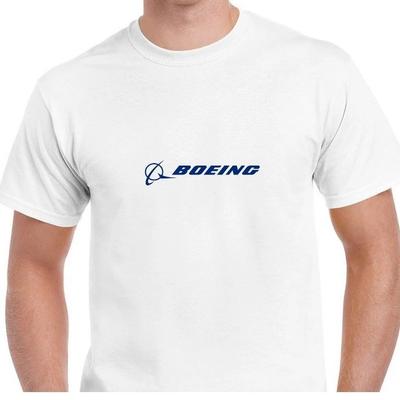 Boeing Blue Logo US Aviation Plane Jet 747 787 Geek White Cotton T-Shirt