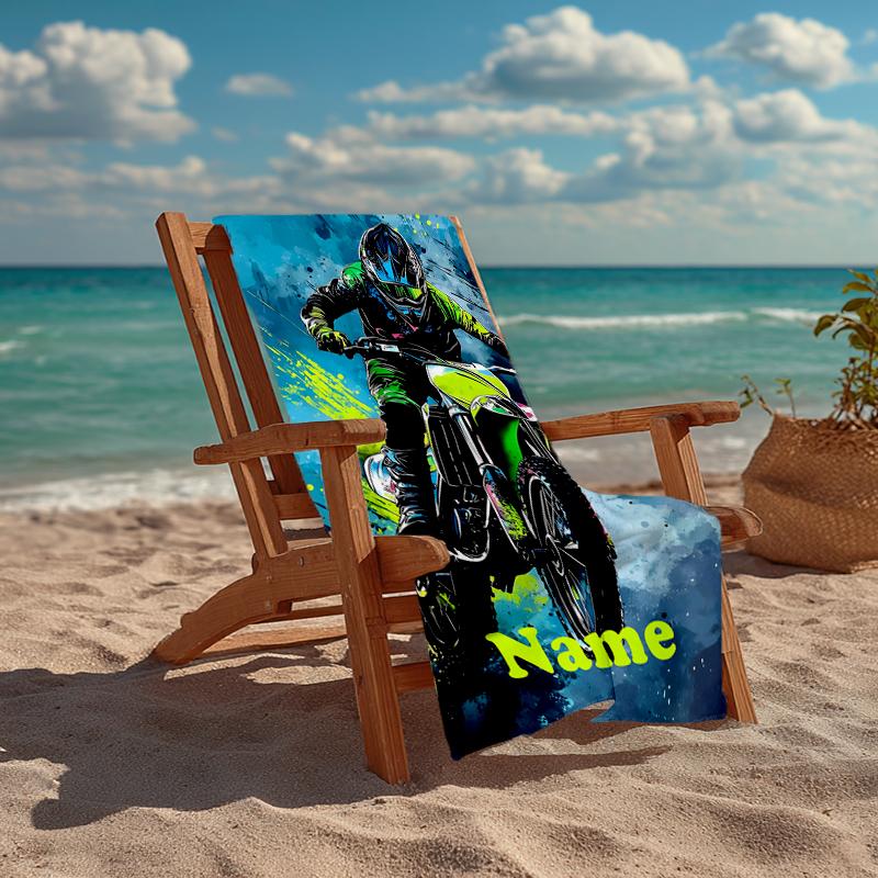 Asciugamano da Spiaggia Ultra-Morbido Personalizzabile con Tema Moto da Fuoristrada, Ideale per Piscina - Campeggio, Immersioni - Essenziale da Viaggio Perfetto, Asciugamano da Spiaggia Vivace.