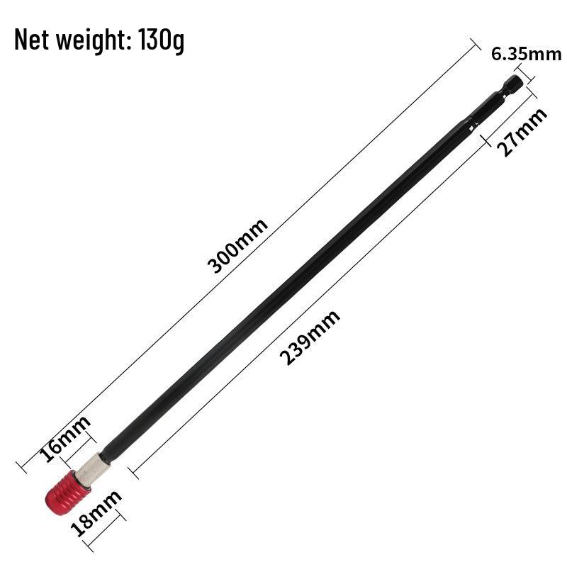 Red Hex Shank 300mm Quick-Release Self-Locking Screwdriver Bit Extension Rod
