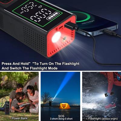 Tire Air Pump 160PSI Digital Portable Inflator 6000mAh 150W Tire Pressure Test With LED Flashlight Car Air Compressor