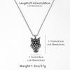 Men's Retro Owl Pendant Necklace with Distressed Woven Pattern and Stainless Steel Chain