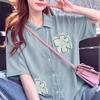 ZANZEA Blusa informal holgada de media manga con cuello vuelto para mujer