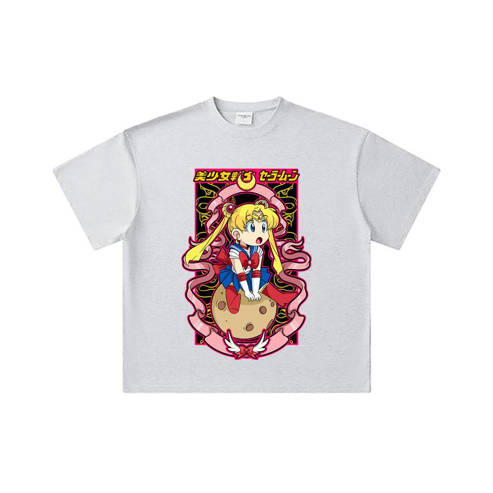 260 GSM Double Yarn 32 Count 100% Cotton Sailor Moon V10 Usagi Print Unisex Heavy Cotton T Shirt