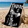 Custom Name Rap Legends Collage Heart In Space Adventure Microfiber Beach Towel, Lightweight for Summer Travel, Swimming Pool Fan Gift