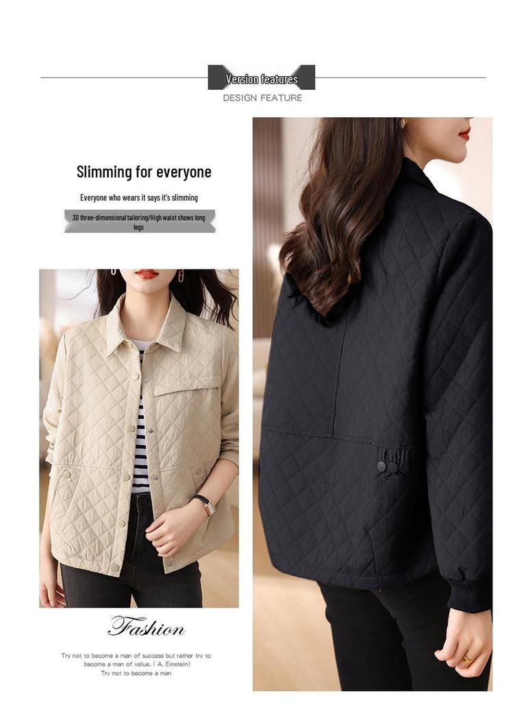 2024 Women's Spring & Autumn Lapel Jacket: Versatile, Fashionable Middle-Aged Style
