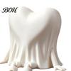 Desktop Halloween Decorations 3D Printed Heart-Shaped Ghost Figurine with Movable Joints, Sitting Dangling Leg Home Decor Statue, Matte White