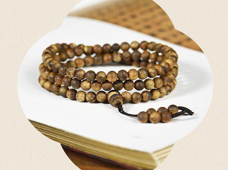 Hainan Yingge Green Qinan Agarwood Buddhist Beads Bracelet - Unisex Style, Five Fen Chen Beads, Free SF Express Shipping