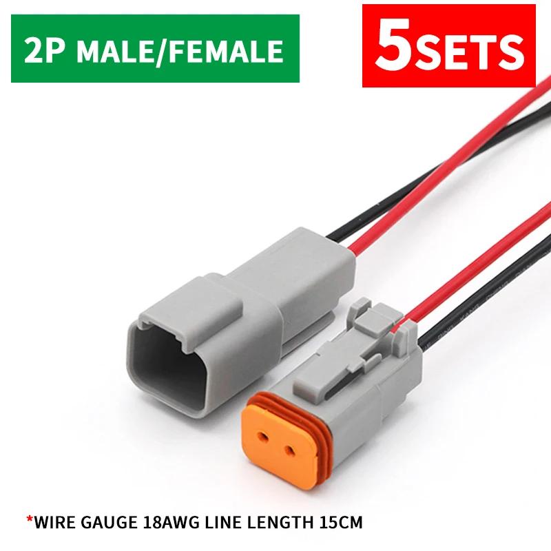 5 Sets Deutsch DT connector with 15cm Wiring harness DT06-2S/DT04-2P 2P 3P 4P 6P 8P 12P waterproof electrical connector