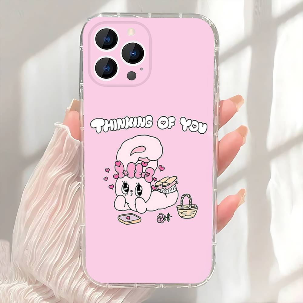 Cute E-Esther B-Bunny Phone Case For iPhone 17,16,15,14,13,12,11 Pro,Max,Plus,X,XS,XR,SE4,E Mini Transparent Soft Cover