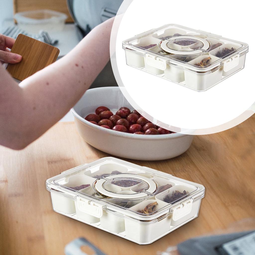 Dělený zásobník Snack Box Kontejner Průhledný úložný box s víkem a rukojetí
