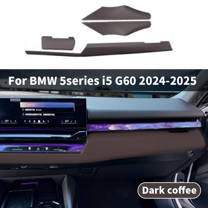 For BMW 5 Series i5G60 2024-2025 Dark coffee leather Center Control Around Trim Molding Stickers Interior Decoration Accessories