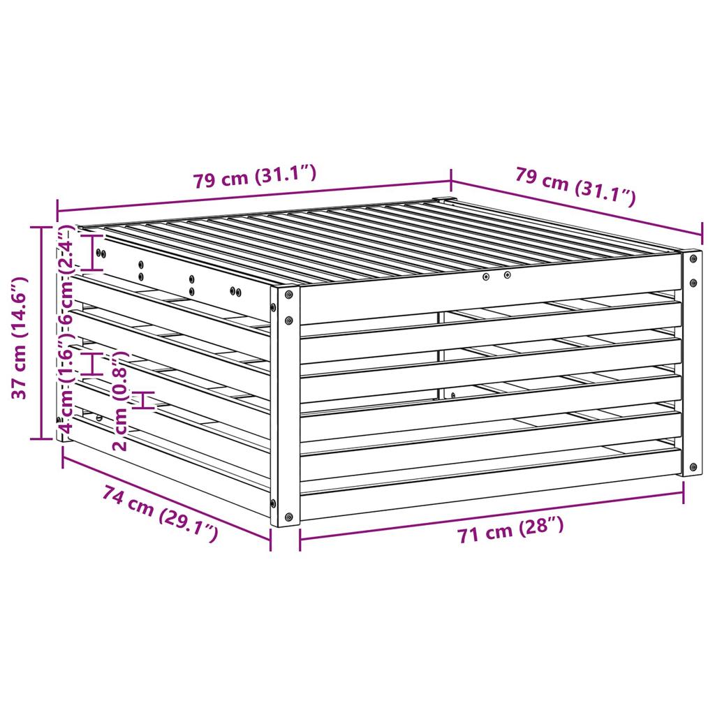 Outdoor Table Solid Acacia Wood White 79 x 79 x 37 cm