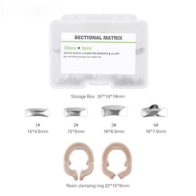 Matrice sezionale dentale Sistema sagomato Matrici metalliche Fascia matrice Morsetto in resina Anello separatore Autoclavabile