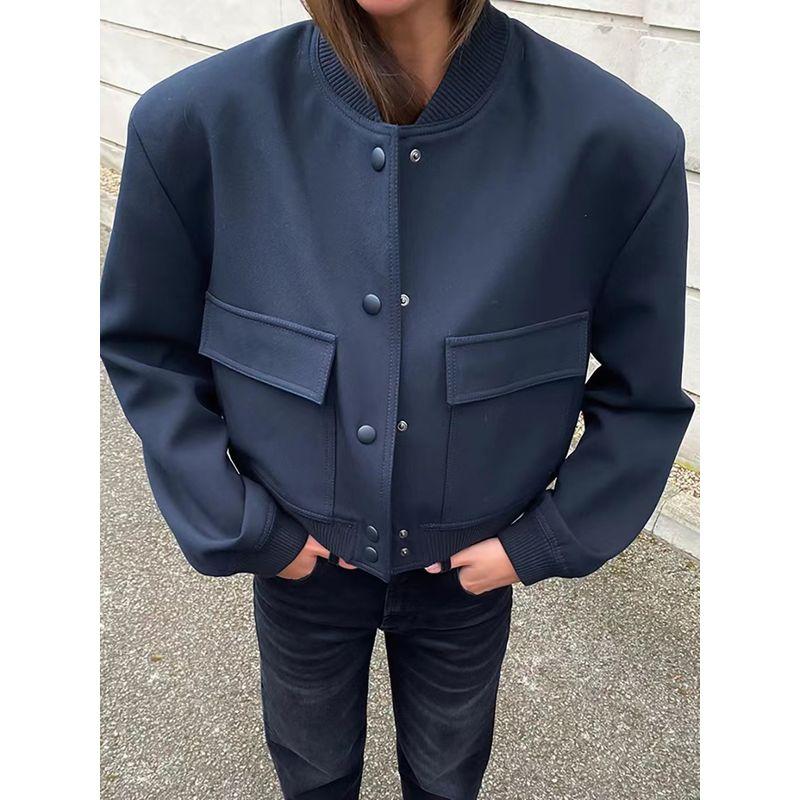 

Мода Новая Женская Одежда Слим Длинный Рукав Бейсбольная Форма Куртка Верхняя Одежда На Все Случаи Жакет Одинарного Приготовления Navy blue M